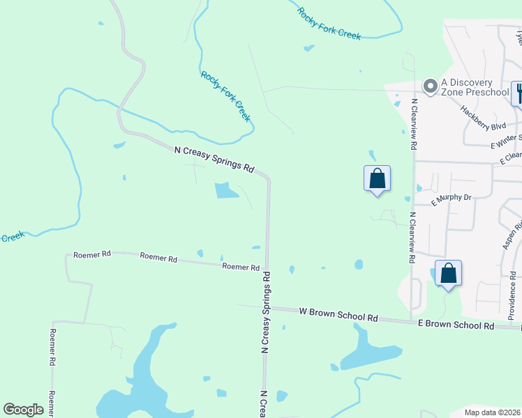map of restaurants, bars, coffee shops, grocery stores, and more near 5100 North Creasy Springs Road in Columbia