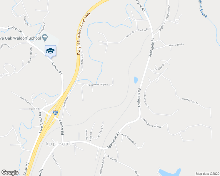 map of restaurants, bars, coffee shops, grocery stores, and more near 350 Ponderosa Heights in Applegate