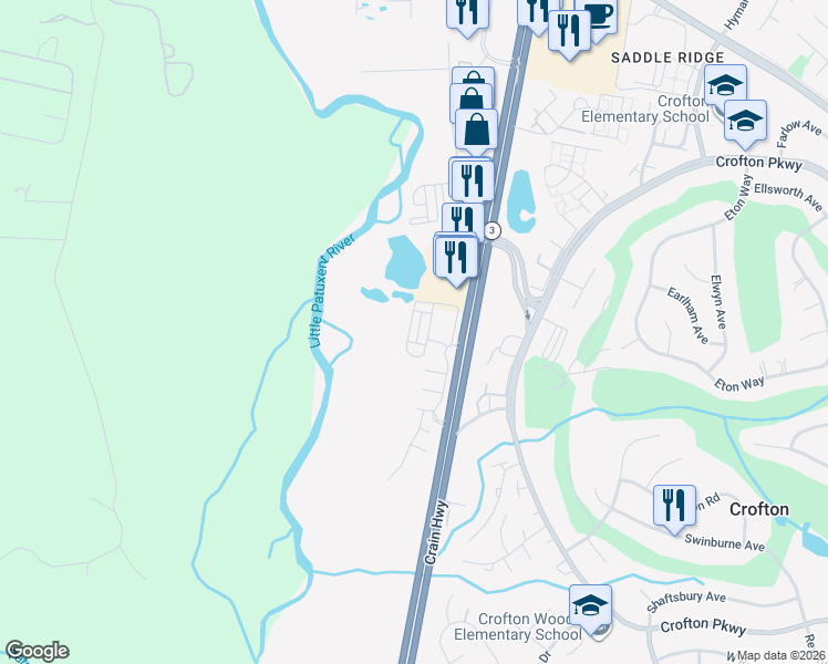 map of restaurants, bars, coffee shops, grocery stores, and more near 1323 Foggy Turn in Crofton
