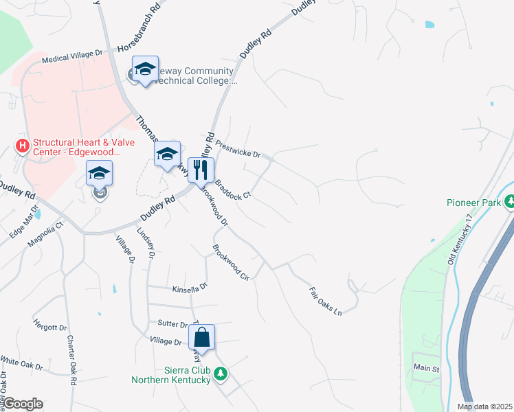 map of restaurants, bars, coffee shops, grocery stores, and more near 3060 Sentry Dr in Edgewood
