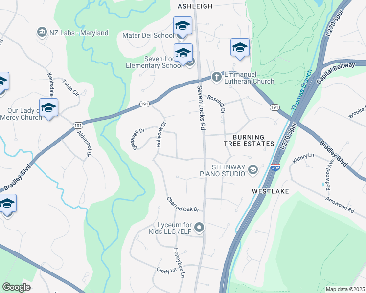 map of restaurants, bars, coffee shops, grocery stores, and more near 9209 Laurel Oak Drive in Bethesda