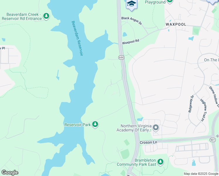 map of restaurants, bars, coffee shops, grocery stores, and more near 42451 Reservoir Ridge Place in Ashburn