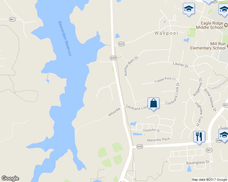 map of restaurants, bars, coffee shops, grocery stores, and more near 22014 Eastcreek Drive in Ashburn