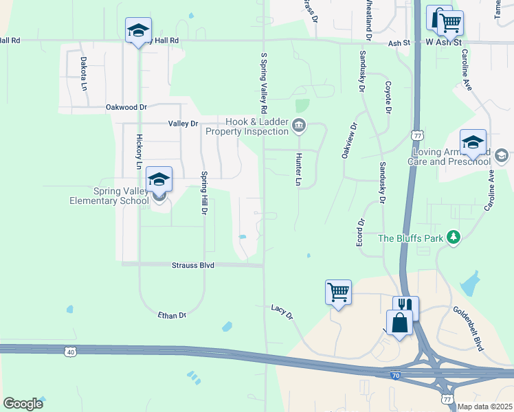 map of restaurants, bars, coffee shops, grocery stores, and more near 1820 South Spring Valley Road in Junction City