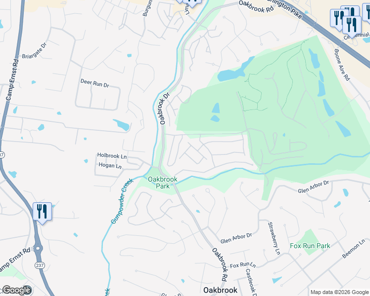 map of restaurants, bars, coffee shops, grocery stores, and more near 1648 Green Leaf Court in Florence