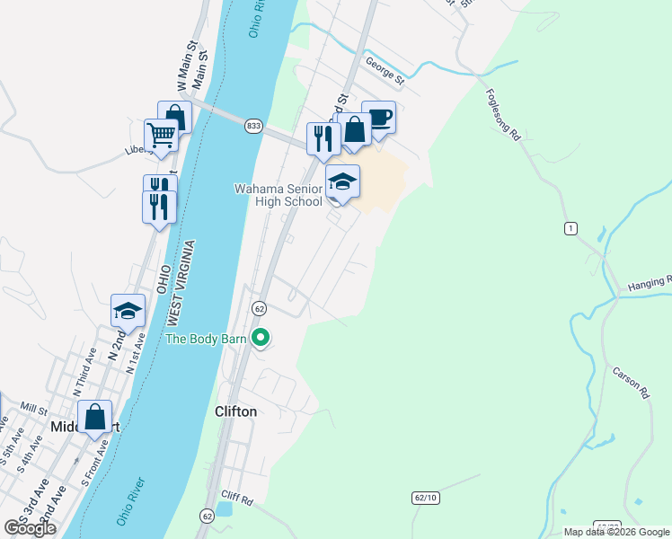 map of restaurants, bars, coffee shops, grocery stores, and more near 211 Lee St in Mason