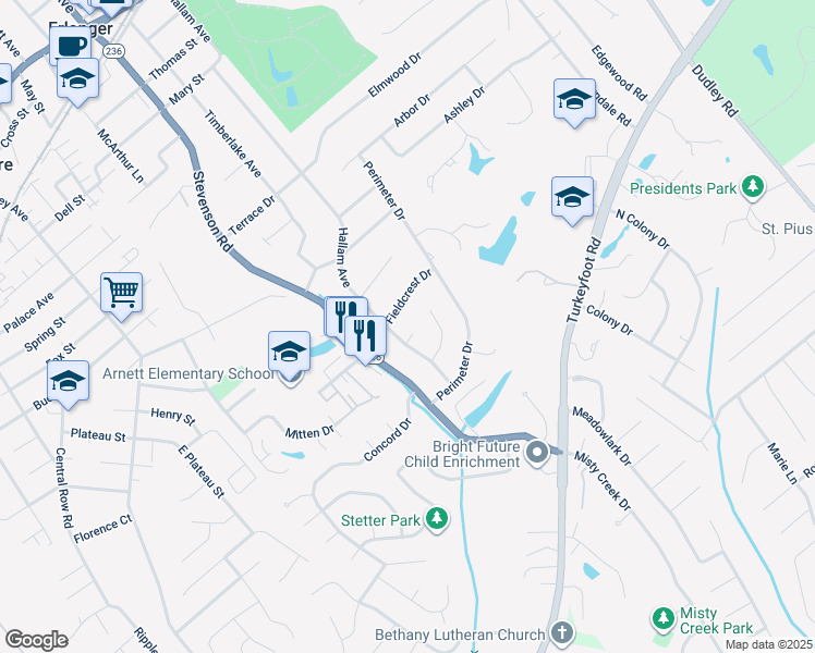 map of restaurants, bars, coffee shops, grocery stores, and more near 3252 Teakwood Circle in Erlanger