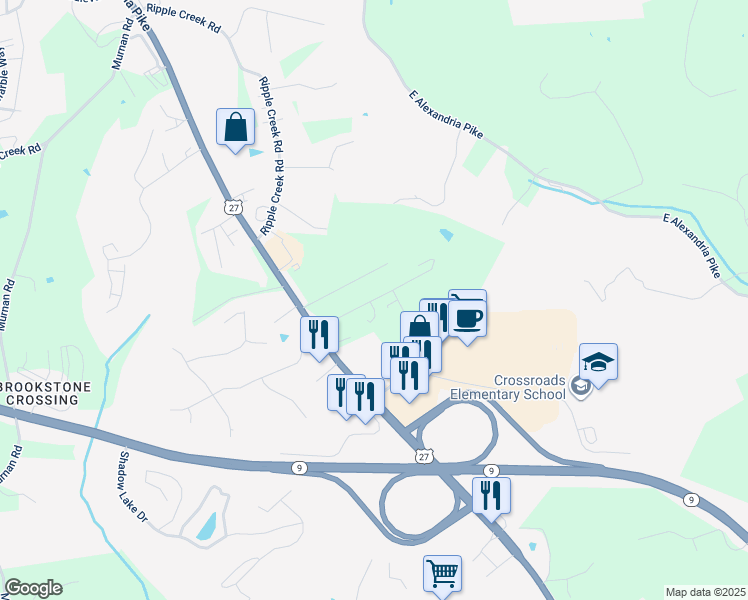 map of restaurants, bars, coffee shops, grocery stores, and more near 6257 Davjo Drive in Cold Spring