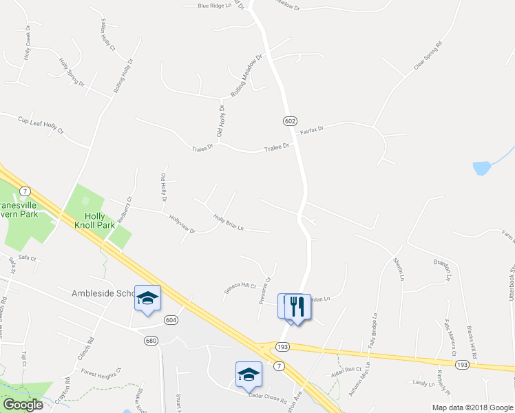 map of restaurants, bars, coffee shops, grocery stores, and more near 11507 Saunders Haven Court in Great Falls