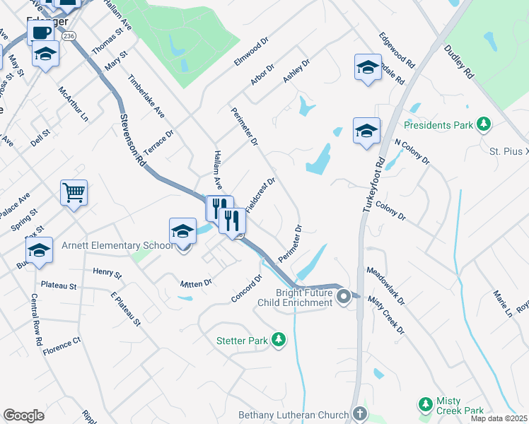 map of restaurants, bars, coffee shops, grocery stores, and more near 3252 Teakwood Circle in Erlanger