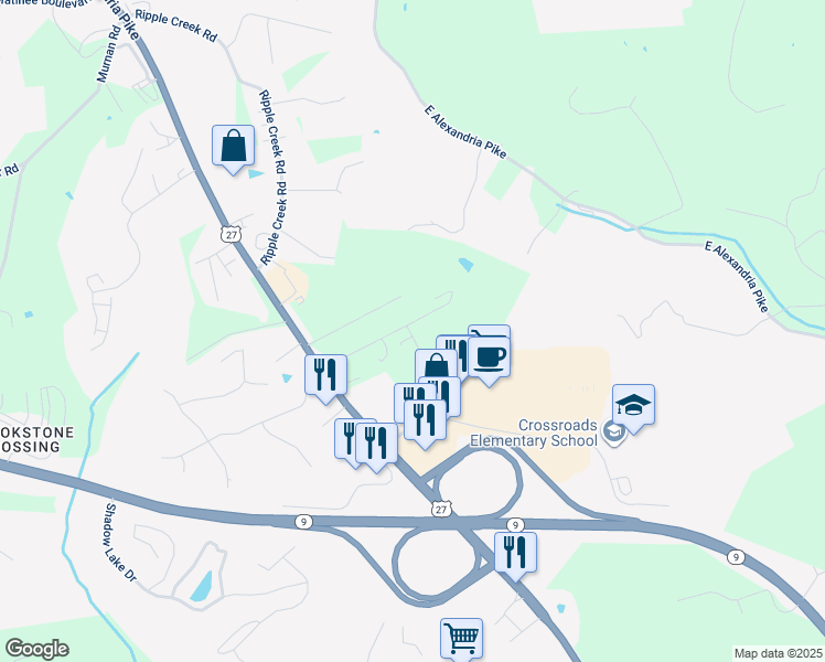 map of restaurants, bars, coffee shops, grocery stores, and more near 6257 Davjo Drive in Cold Spring
