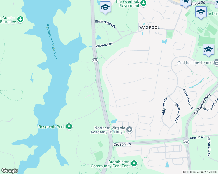 map of restaurants, bars, coffee shops, grocery stores, and more near 22067 Auction Barn Drive in Ashburn