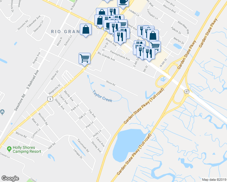 map of restaurants, bars, coffee shops, grocery stores, and more near 4100 U.S. 9 in Cape May County