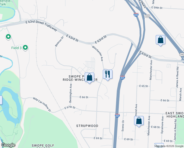 map of restaurants, bars, coffee shops, grocery stores, and more near 6501 Beacon Drive in Kansas City