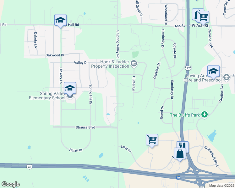 map of restaurants, bars, coffee shops, grocery stores, and more near 1820 South Spring Valley Road in Junction City