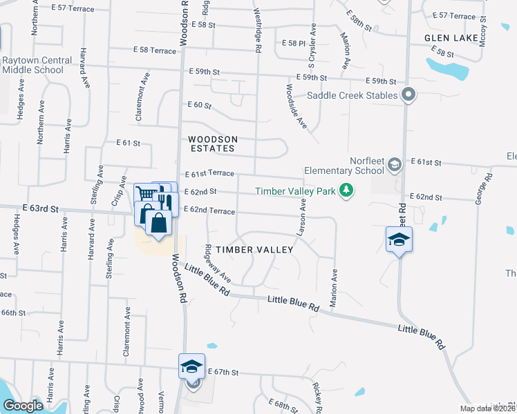 map of restaurants, bars, coffee shops, grocery stores, and more near 11974 East 62nd Street in Kansas City