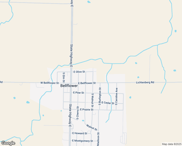 map of restaurants, bars, coffee shops, grocery stores, and more near 310 East Olive Street in Bellflower