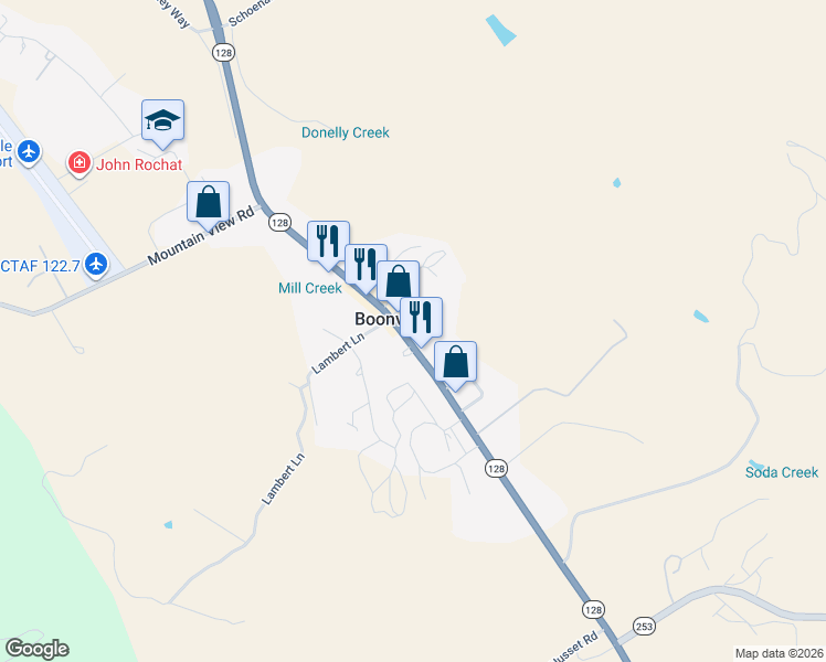 map of restaurants, bars, coffee shops, grocery stores, and more near 14161 California 128 in Boonville