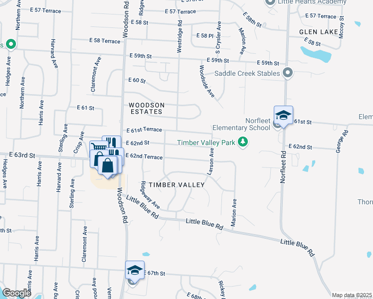 map of restaurants, bars, coffee shops, grocery stores, and more near 12108 East 62nd Street in Kansas City