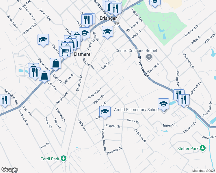 map of restaurants, bars, coffee shops, grocery stores, and more near 420 Garvey Avenue in Elsmere