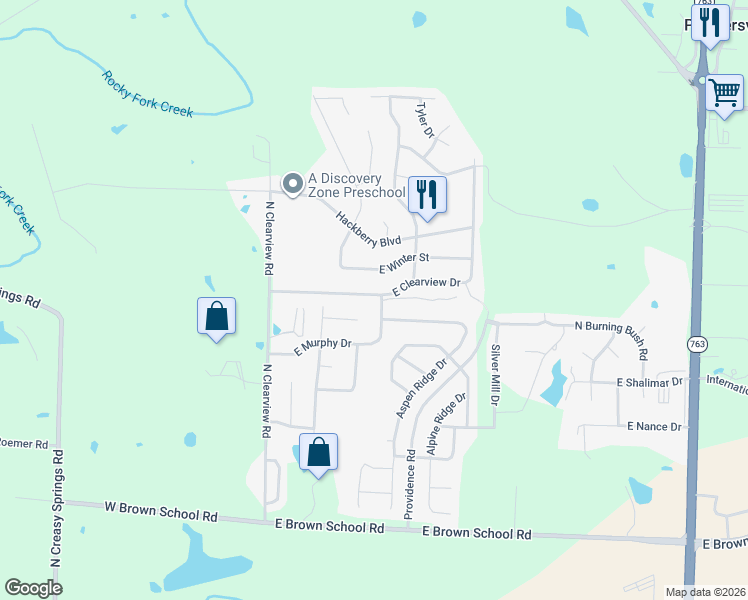 map of restaurants, bars, coffee shops, grocery stores, and more near 236 East Clearview Drive in Columbia