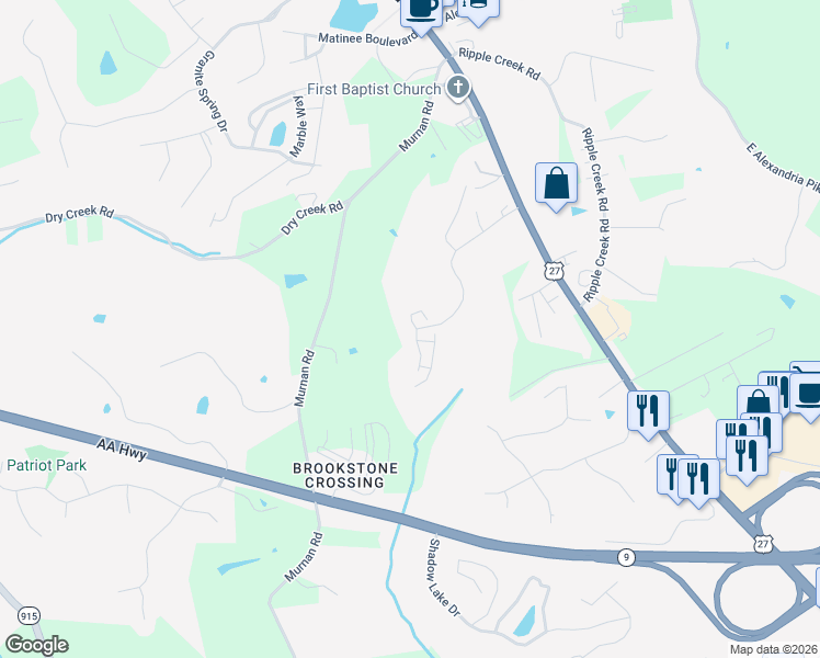 map of restaurants, bars, coffee shops, grocery stores, and more near 405 Springmill Drive in Cold Spring