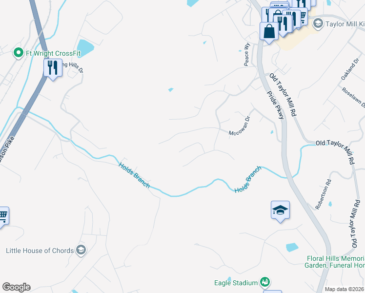 map of restaurants, bars, coffee shops, grocery stores, and more near 6183 Greyoaks Drive in Taylor Mill
