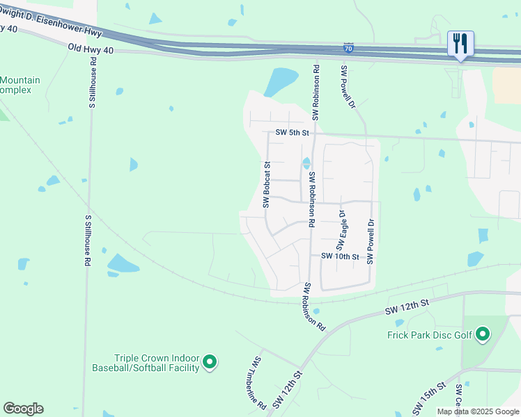 map of restaurants, bars, coffee shops, grocery stores, and more near 803 Southwest Bobcat Street in Oak Grove