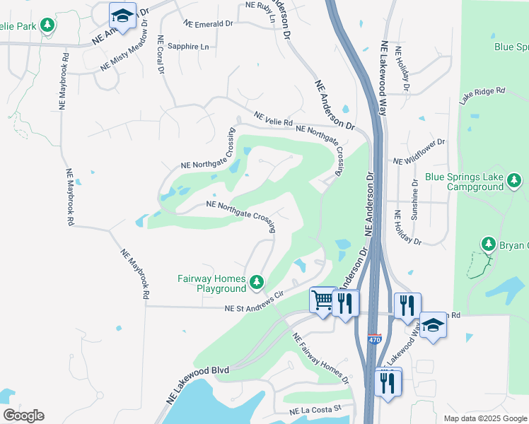 map of restaurants, bars, coffee shops, grocery stores, and more near 600 NE Persimmon Ln in Lee's Summit