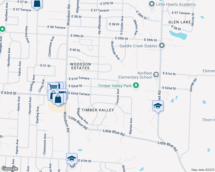 map of restaurants, bars, coffee shops, grocery stores, and more near 12108 East 62nd Street in Kansas City