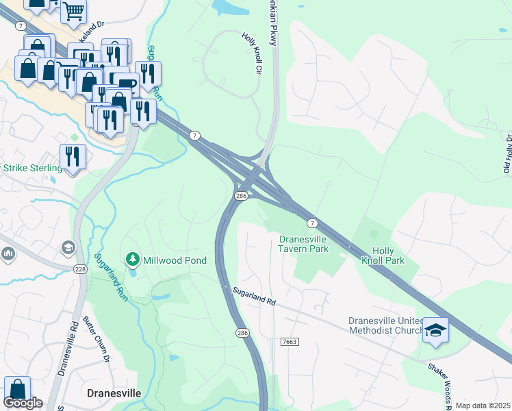 map of restaurants, bars, coffee shops, grocery stores, and more near 1068 Safa Street in Herndon