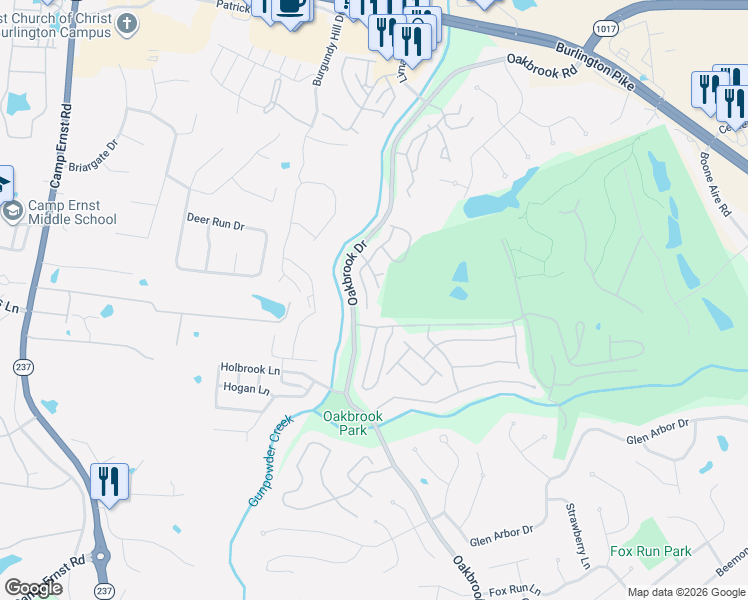 map of restaurants, bars, coffee shops, grocery stores, and more near 6375 Cliffside Drive in Florence