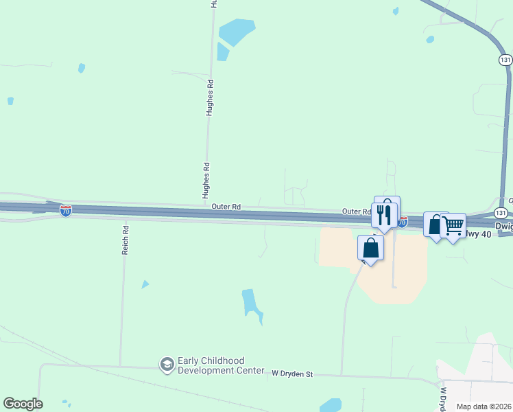 map of restaurants, bars, coffee shops, grocery stores, and more near 9625 Outer Road in Odessa