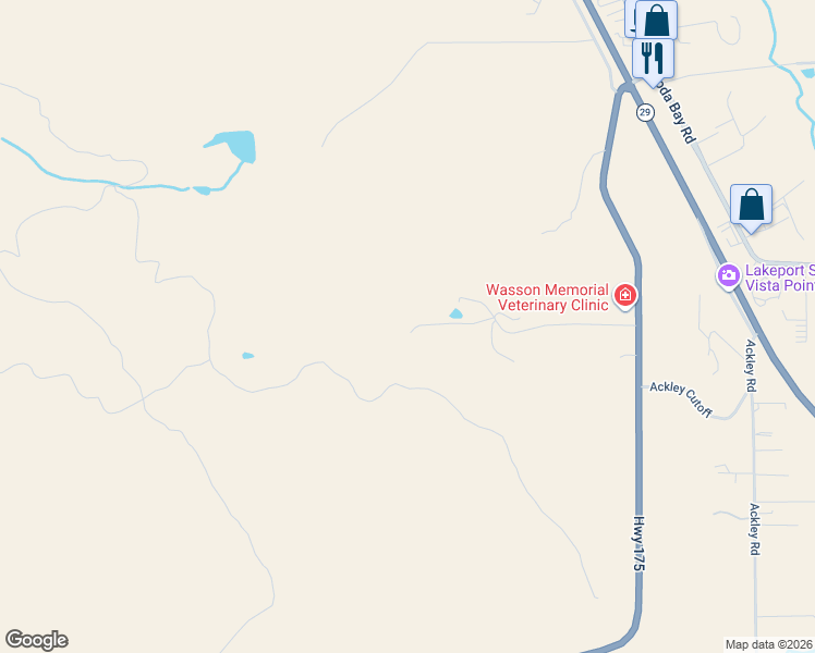 map of restaurants, bars, coffee shops, grocery stores, and more near 608 Dixon Drive in Lakeport