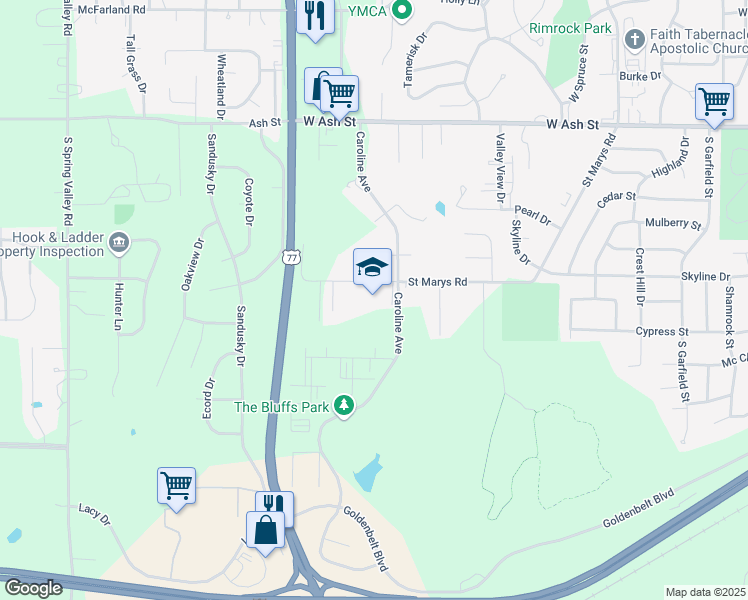 map of restaurants, bars, coffee shops, grocery stores, and more near 1625 Saint Marys Road in Junction City