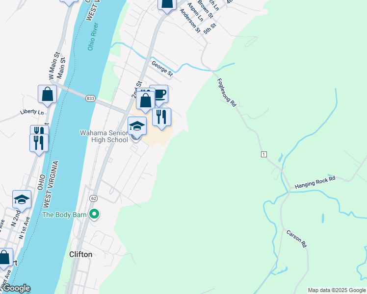 map of restaurants, bars, coffee shops, grocery stores, and more near in Clifton