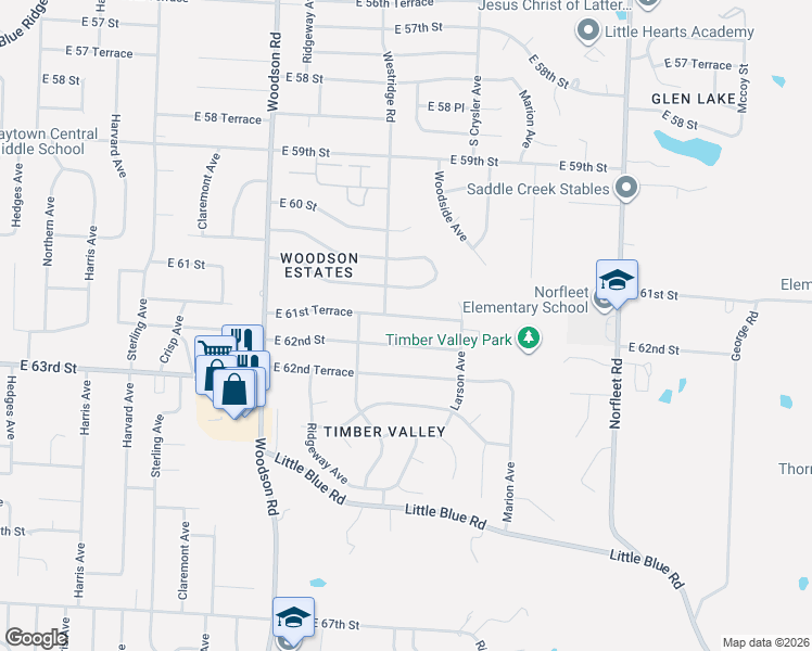 map of restaurants, bars, coffee shops, grocery stores, and more near 12108 East 62nd Street in Kansas City
