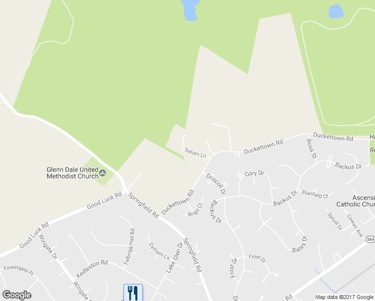 map of restaurants, bars, coffee shops, grocery stores, and more near 11609 Saturn Lane in Laurel