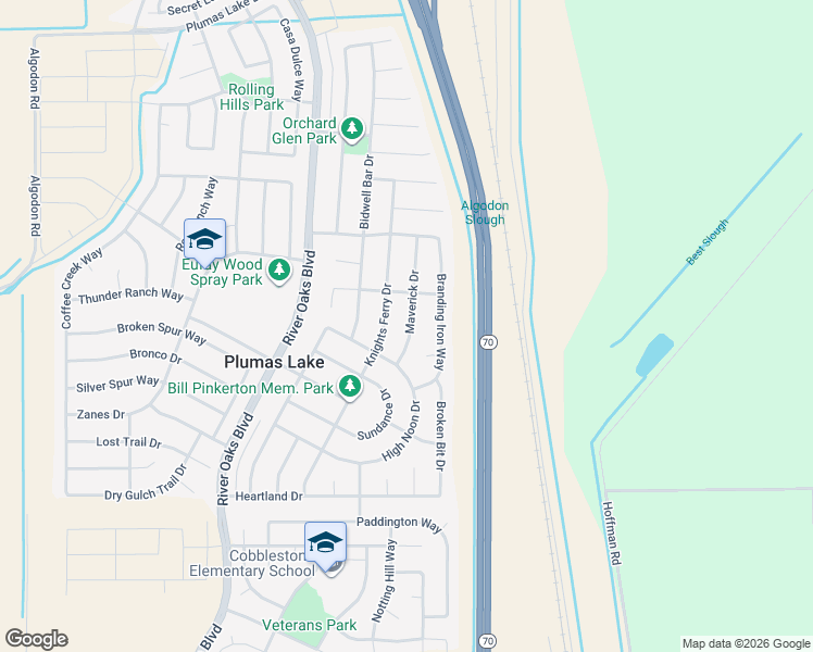 map of restaurants, bars, coffee shops, grocery stores, and more near 1946 Maverick Drive in Plumas Lake