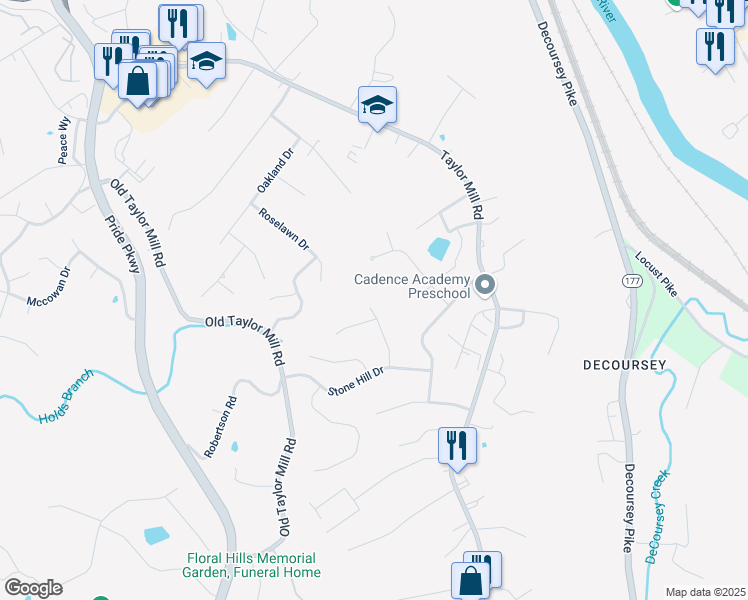 map of restaurants, bars, coffee shops, grocery stores, and more near 719 Sage Hill Drive in Taylor Mill