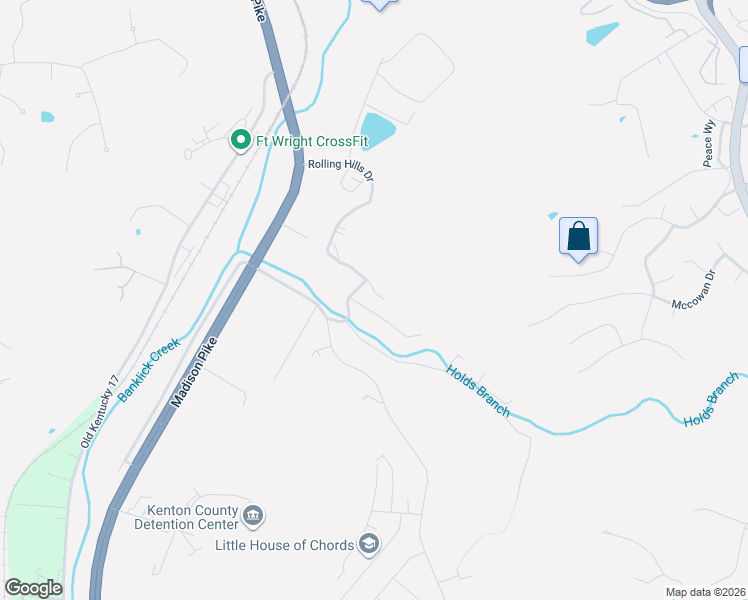 map of restaurants, bars, coffee shops, grocery stores, and more near 2253 Rolling Hills Drive in Fort Mitchell