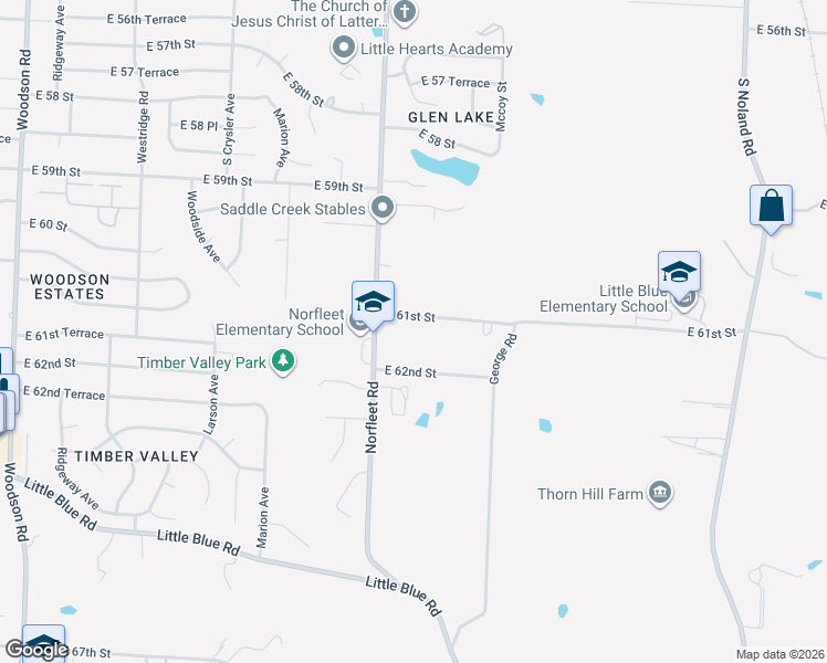 map of restaurants, bars, coffee shops, grocery stores, and more near 12903 East 61st Street in Kansas City