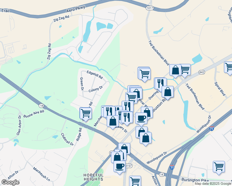map of restaurants, bars, coffee shops, grocery stores, and more near 4009 Seligman Drive in Florence