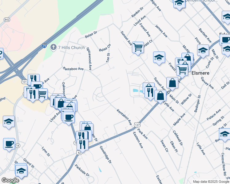 map of restaurants, bars, coffee shops, grocery stores, and more near 16 Ridgeview Avenue in Florence