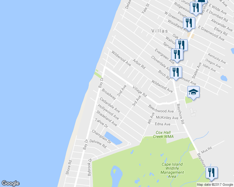 map of restaurants, bars, coffee shops, grocery stores, and more near 300 Oakdale Avenue in Villas