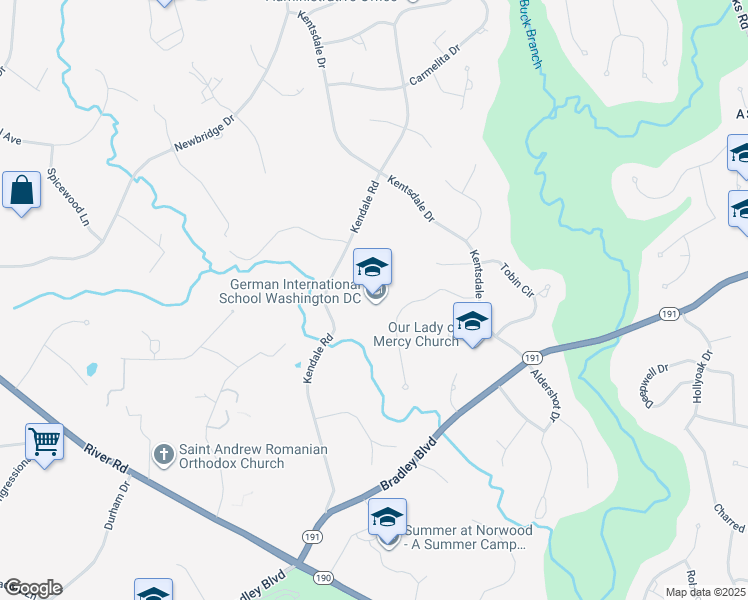 map of restaurants, bars, coffee shops, grocery stores, and more near 8617 Chateau Dr in Potomac