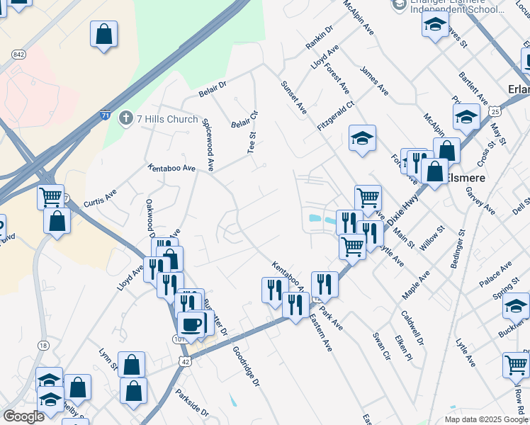 map of restaurants, bars, coffee shops, grocery stores, and more near 16 Ridgeview Avenue in Florence