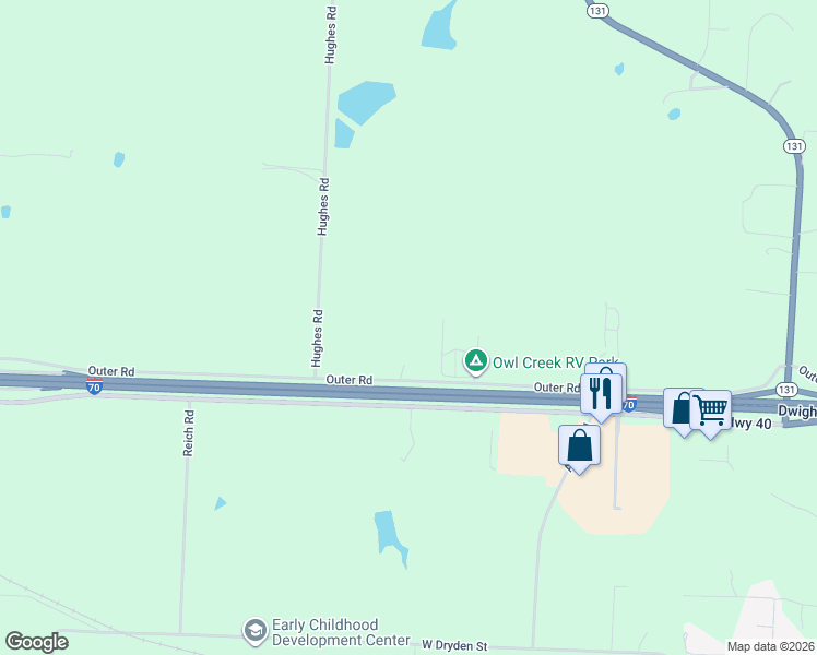 map of restaurants, bars, coffee shops, grocery stores, and more near 9625 Outer Road in Odessa