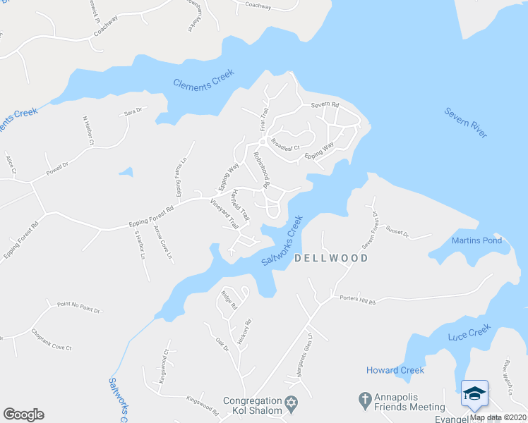 map of restaurants, bars, coffee shops, grocery stores, and more near 1738 Roydon Trail in Annapolis