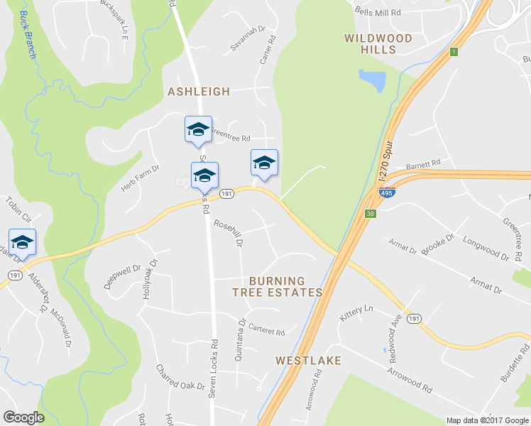 map of restaurants, bars, coffee shops, grocery stores, and more near 9505 Seddon Court in Bethesda